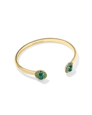 KENDRA SCOTT- Bella Gold Cuff Bracelet in Dark Green Crystal